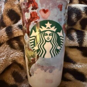 Starbucks Floral Tumbler with Black Lid